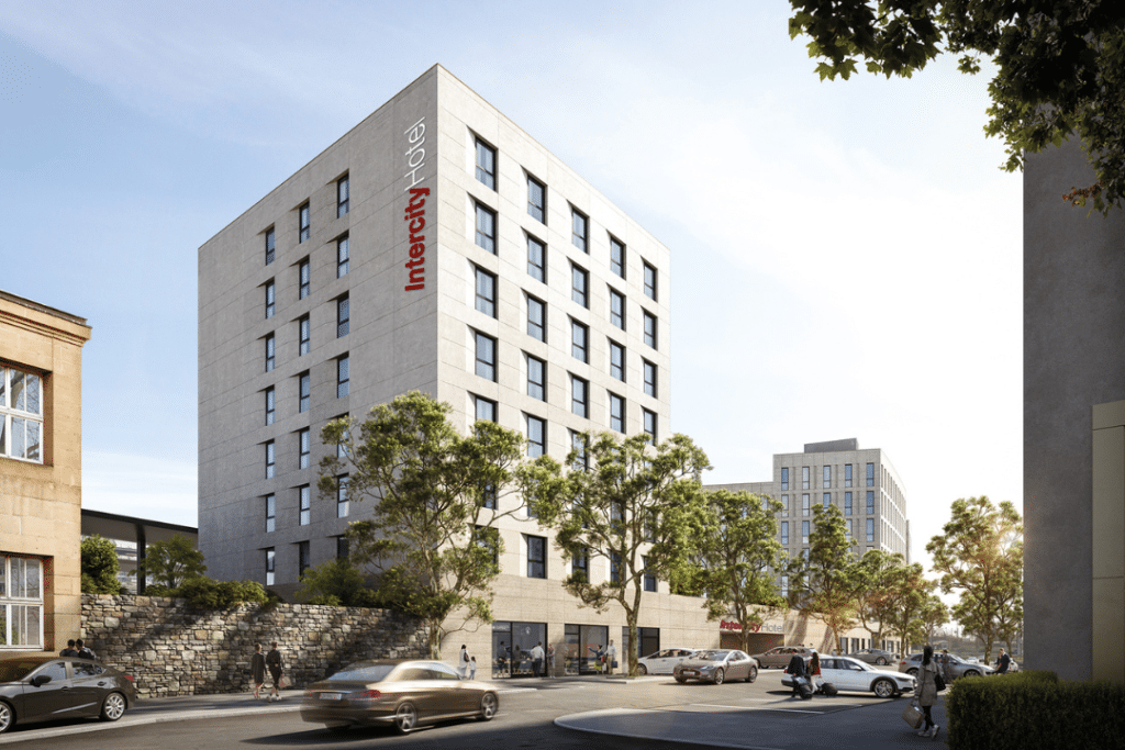 InterctiyHotel Karlsruhe als Rendering dargestellt, mrp hotels Technical Services